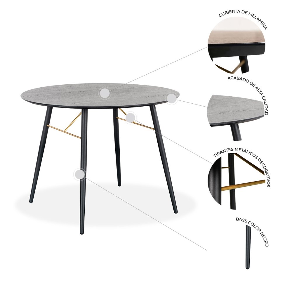 Nogal Beat Mesa de Comedor Onno 100 Uso Interior - MESA0903535 - Mundo In - NOGAL BEAT -