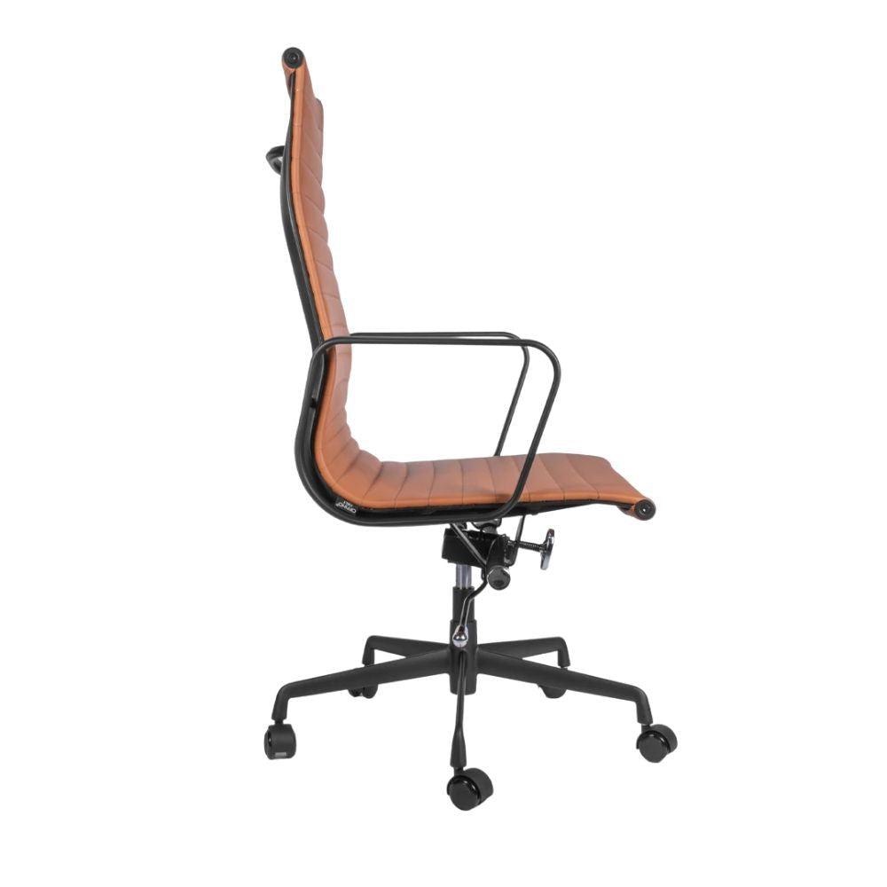 Offiho Black Silla Goetz Ohe-204 Alto Ejecutiva Respaldo Alto Tapizado Piel Base Estrella Con Rodajas Uso Interior - OHE-204 Alto - OFFIHO - NOGAL BEAT - Sillas