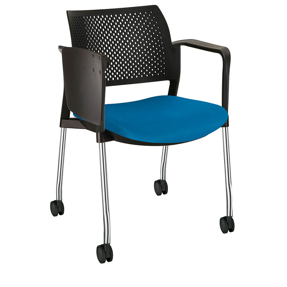 PUPITRE OFFIHO KYOS OHP-362CR | Pupitre Butaca Universidad | Rodajas | Paleta Lateral Abatible | Asiento Tapizado | Interior | Mesabanco Tapizable Respaldo Polipropileno Aula Capacitación Talleres Cursos