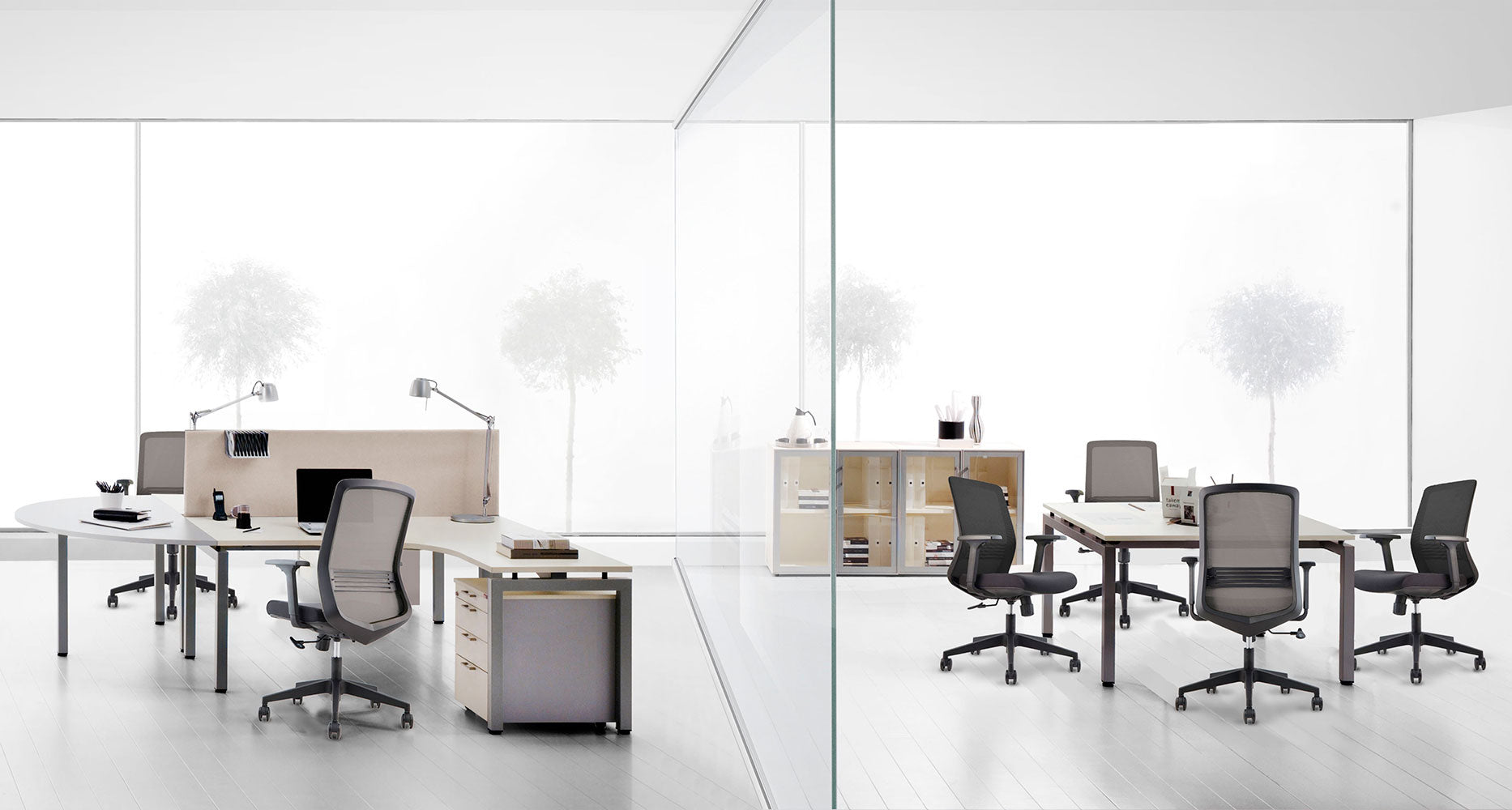 Offiho Silla Aspen Ohe-110 Oficina Operativa Base Estrella Respaldo En Malla Ergonomica - OHE-110 - OFFIHO - NOGAL BEAT - Silla para oficina Ambientada