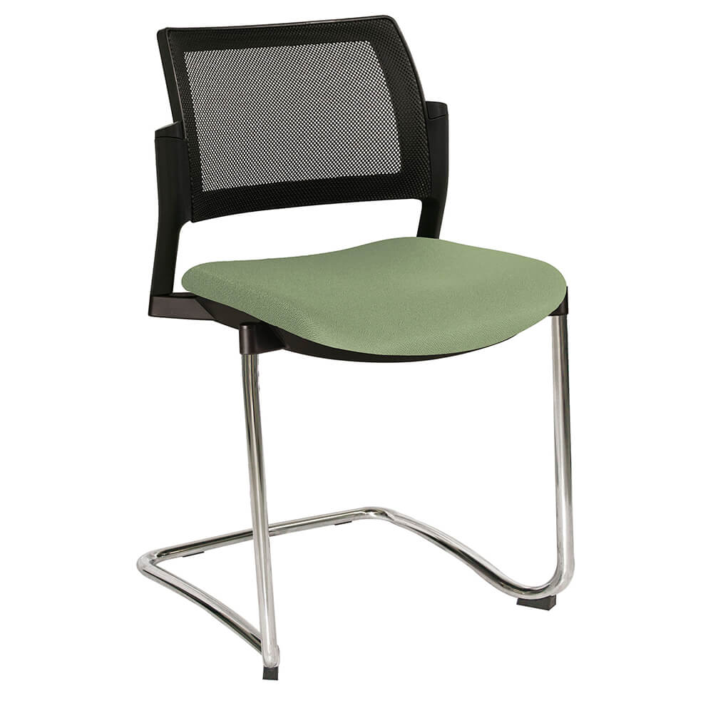 Offiho Silla Kyos Oht-375Cr Visita Base Trineo Asiento Tapizado Respaldo En Malla Estructura Terminado En Cromo Ergonomica - OHT-375CR - OFFIHO - NOGAL BEAT - Sillas