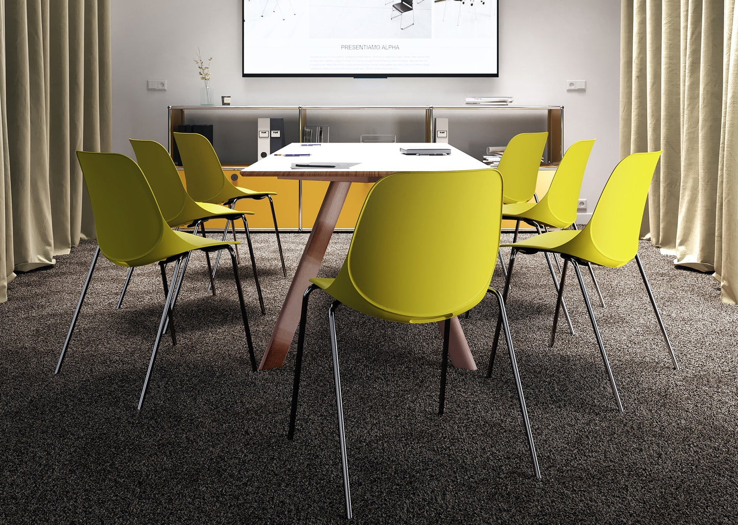 Offiho Silla Quick Ohv-47 Acero Tubular De 3/4" Calibre 16 Asiento Y Respaldo De Una Sola Pieza En Polipropileno - OHV-47 - OFFIHO - NOGAL BEAT - Sillas