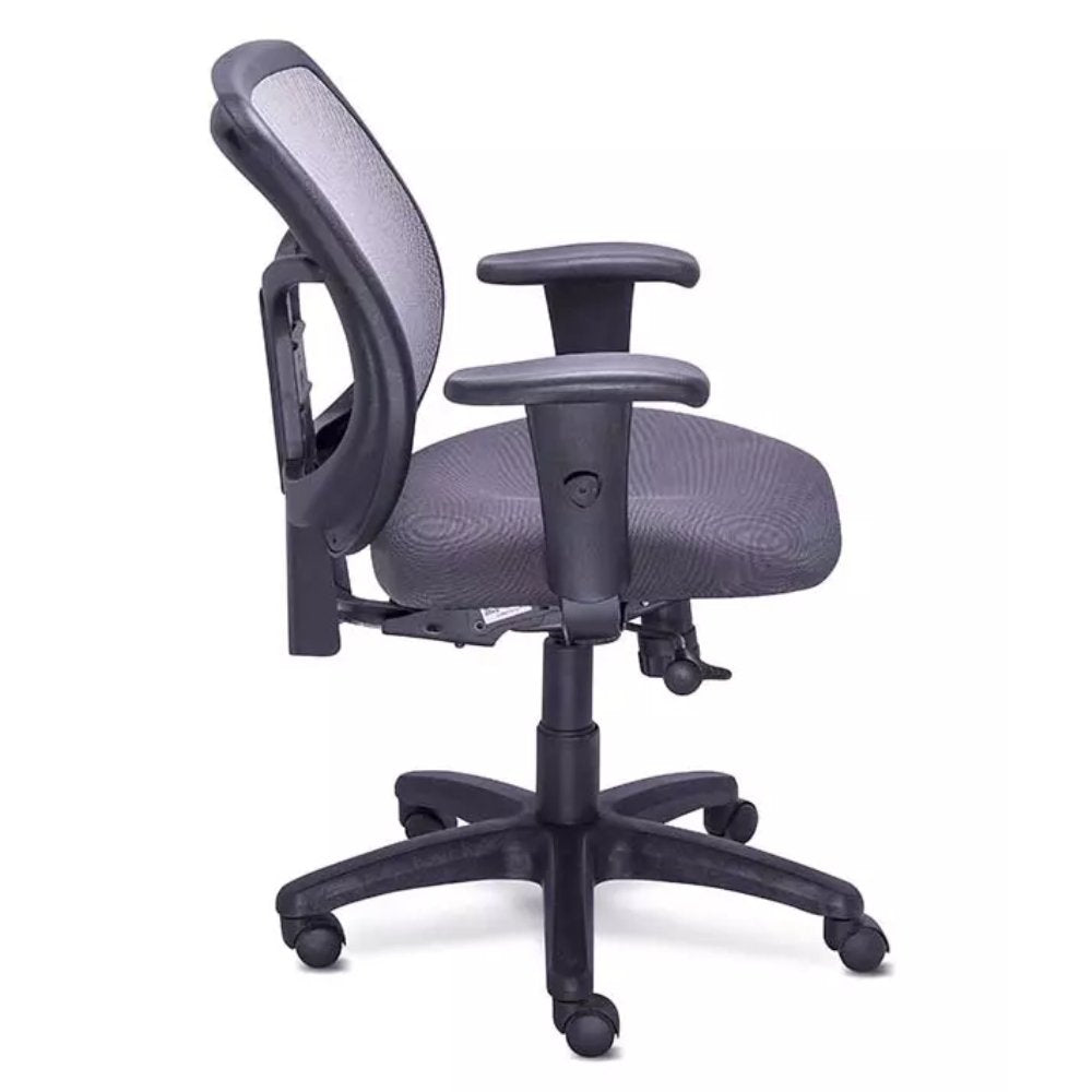 Silla de oficina operativa REQUIEZ MESH RE-1500 con respaldo en mesh, brazos ajustables y base de 5 puntas.
