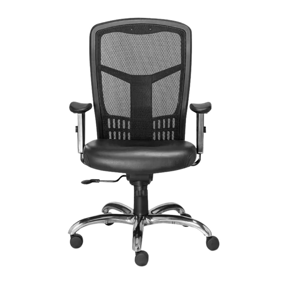 Requiez Silla Gerencial Piel / Mesh Respaldo Medio RP-4601 Base Estrella Aluminio Pulido - RP-4601 - Requiez - NOGAL BEAT -