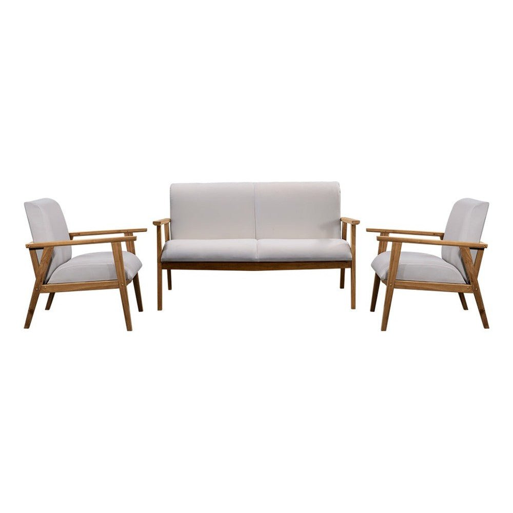 Sala de Terraza para Áreas de Estar - NOGAL BEAT CHARLIE - Love Seat - Varios Colores - Teca y Tela Poliester - SALA CHARLIE Gris 136 cm - CAMCO - NOGAL BEAT - Sofá de Terraza