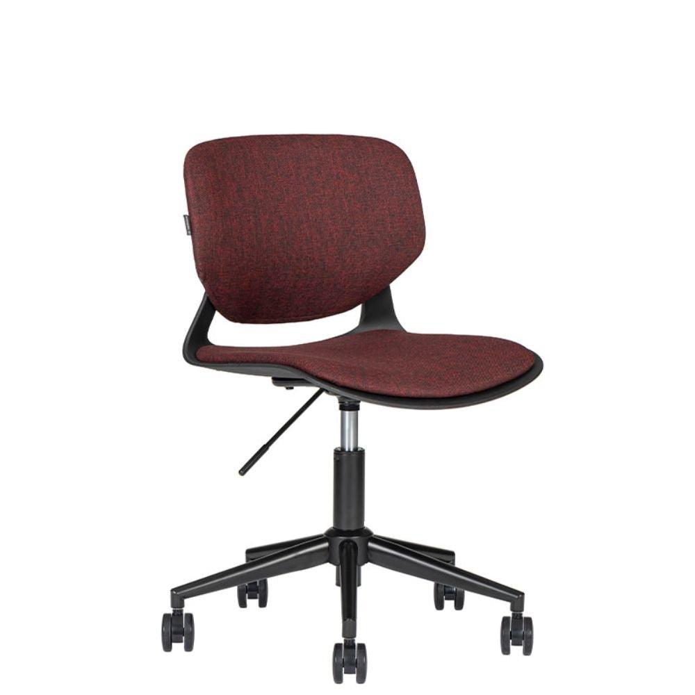 SILLA BRATTI VELA CON RODAJAS | Silla Secretarial para Oficina | Estructura Polipropileno | Base Estrella con rodajas | Interior - VELA CON RODAJAS Asiento y respaldo tapizado Addison - Bratti - NOGAL BEAT -