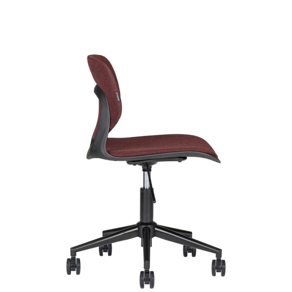 SILLA BRATTI VELA CON RODAJAS | Silla Secretarial para Oficina | Estructura Polipropileno | Base Estrella con rodajas | Interior - VELA CON RODAJAS Asiento y respaldo tapizado Addison - Bratti - NOGAL BEAT -