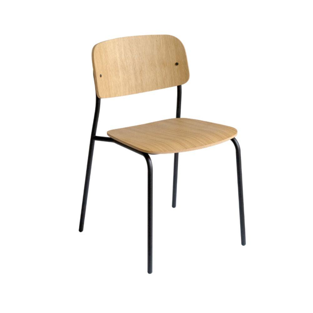 SILLA COLOS Daily 1 | Silla Escolar Industrial s Salas de Estudio Aulas Dedicadas a la Formación | Base 4 Puntas | Madera Marco Acero de 18 mm Diámetro | Interior - Daily 1 - Colos - NOGAL BEAT - Sillas