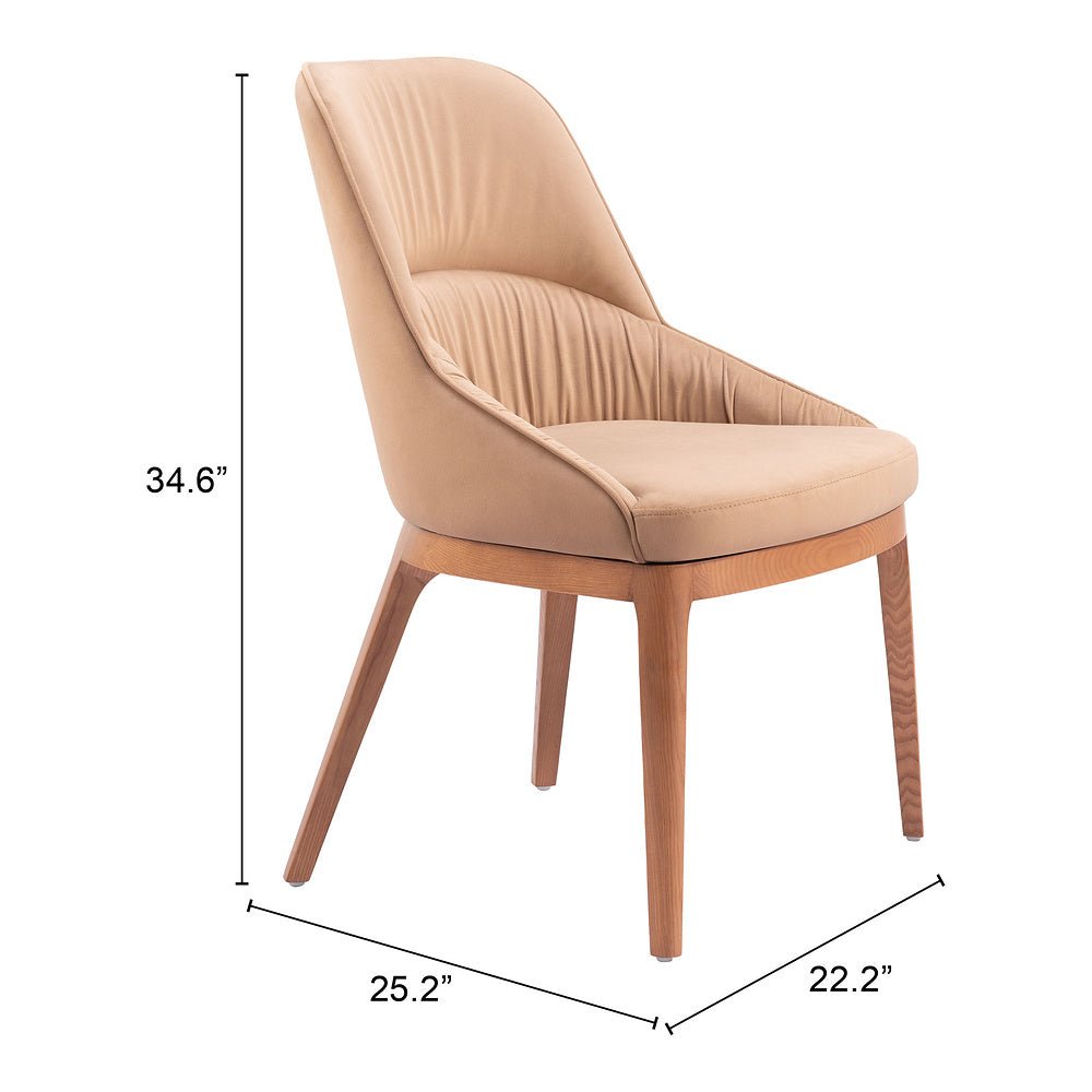 Silla Comercial para Bistró - ZUO AYR - Camel - Asiento y Respaldo Tapizados - 110127 - Zuo - NOGAL BEAT - Silla Comercial Interior