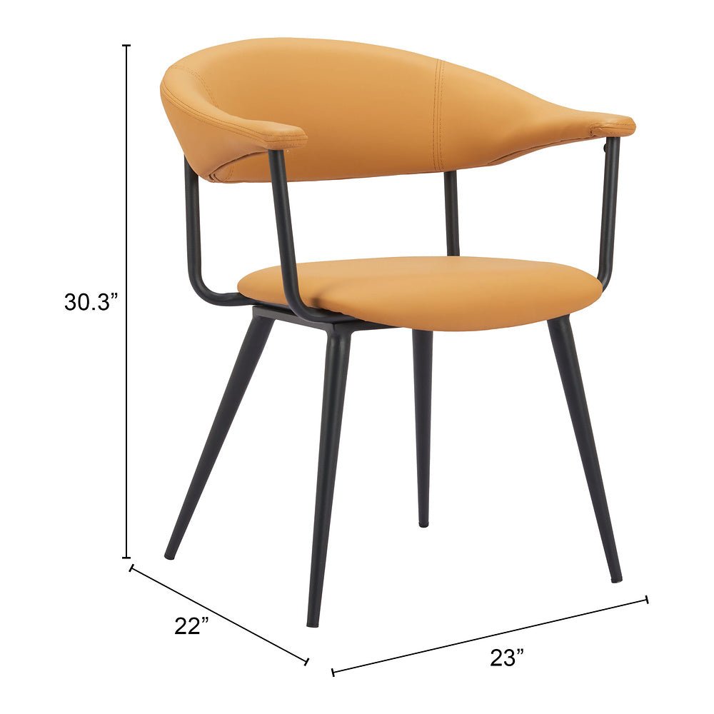 Silla Comercial para Bistró - ZUO SIMA - Café - Asiento y Respaldo Tapizados en Piel Sintética - 110352 - Zuo - NOGAL BEAT - Silla Comercial Interior