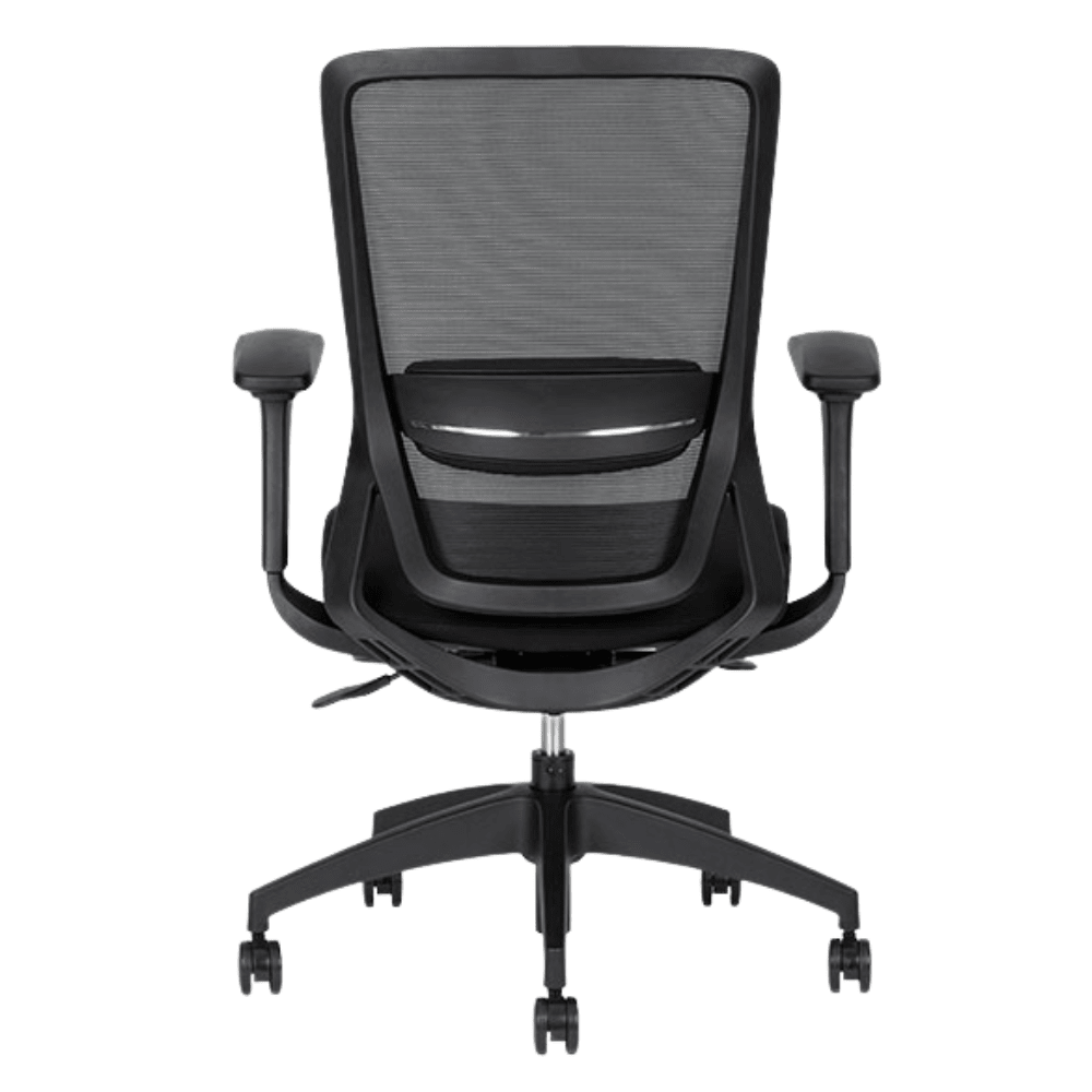 Silla operativa Techno Soul Express Black de respaldo bajo en malla negra, asiento tapizado y base de nylon