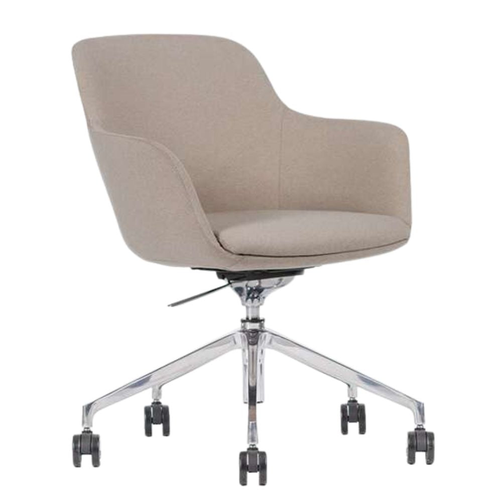 Silla De Oficina Secretarial Aluminio - TECHNO HUB CON RODAJAS - Varios Colores - Tapizado - Hub con Rodajas Addison - Techno - NOGAL BEAT - silla