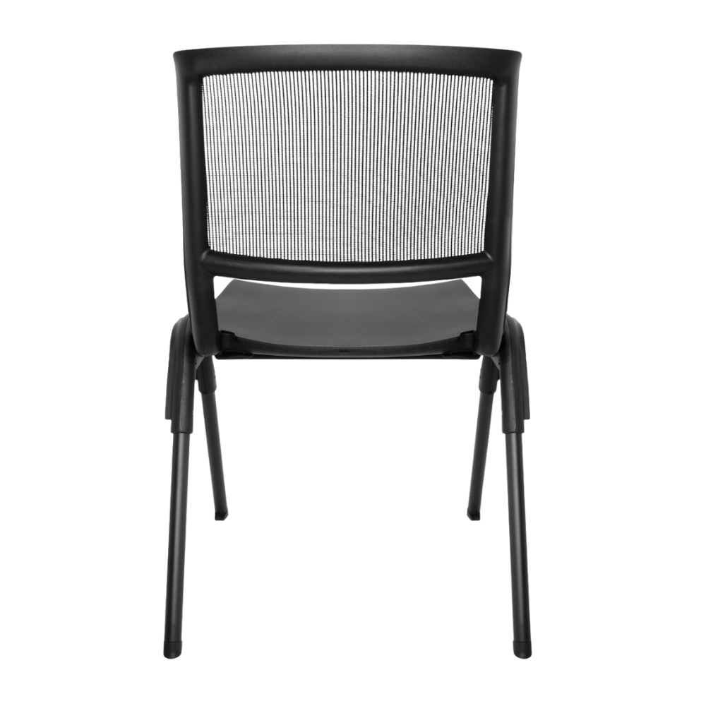 Silla de visita GERSA KITA E-50658 negra con respaldo de malla, asiento de plástico y base metálica