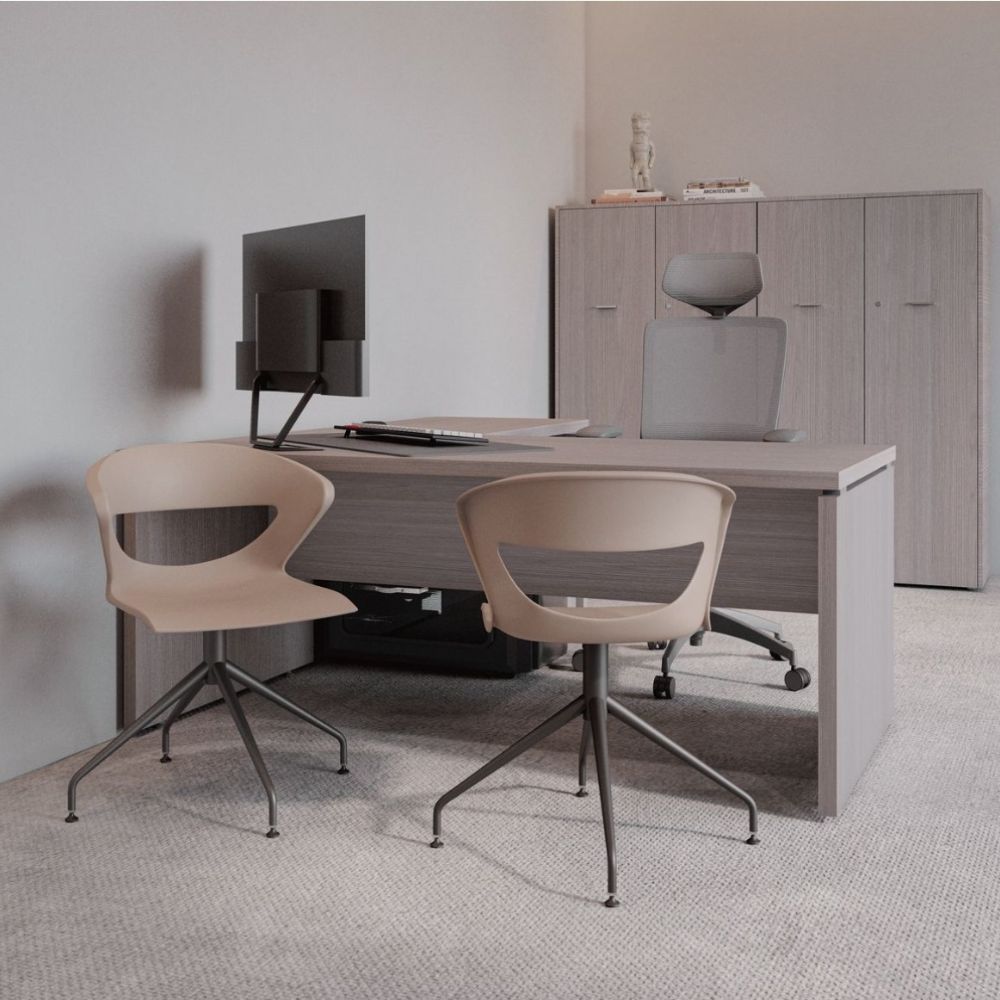 Silla De Oficina Visita Metal - TECHNO KICCA SPIDER - Varios Colores - Asiento y Respaldo sin Tapizado - KICCA SPIDER - NOGAL BEAT - NOGAL BEAT - Silla de oficina