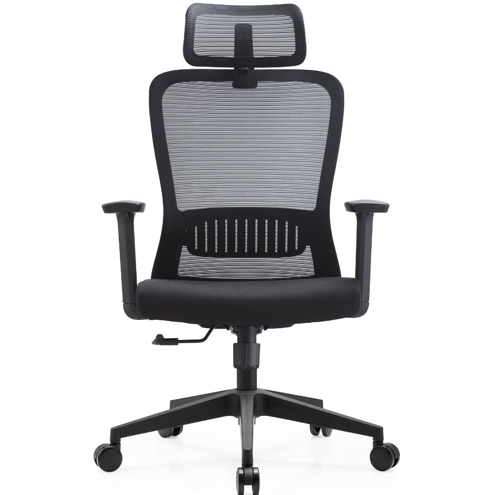SILLA GERSA FENT ALTO | Silla Gerencial | Respaldo Malla | Cabecera | Brazos | Asiento Poliuretano | Base Nylon | Rodajas | Interior - Fent Alto - GERSA - NOGAL BEAT - Sillas de oficina