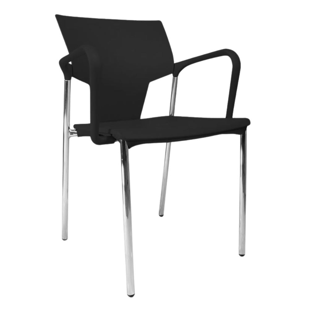 SILLA INFINITI AKTIVA BRAZOS | Silla Aktiva Brazos para Visita Institución | Polipropileno | Base 4 Puntas | Interior - 100-0620B-NGO - Infiniti - NOGAL BEAT - Sillas