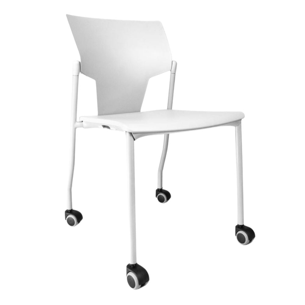 SILLA INFINITI AKTIVA CON RODAJAS | Silla con Rodajas para Sala Juntas Consutorio | Polipropileno | Interior - 102-06100-BCO - Infiniti - NOGAL BEAT - Sillas