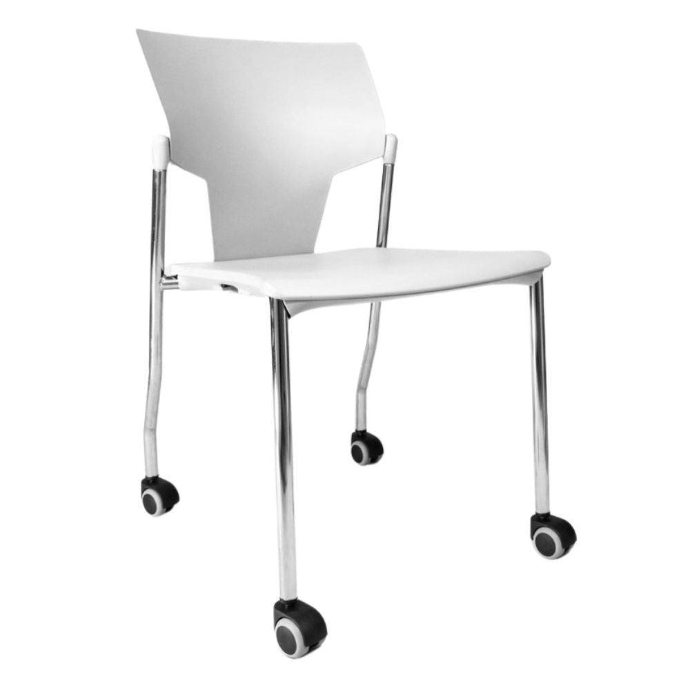 SILLA INFINITI AKTIVA CON RODAJAS | Silla con Rodajas para Sala Juntas Consutorio | Polipropileno | Interior - 102-06200-BCO - Infiniti - NOGAL BEAT - Sillas