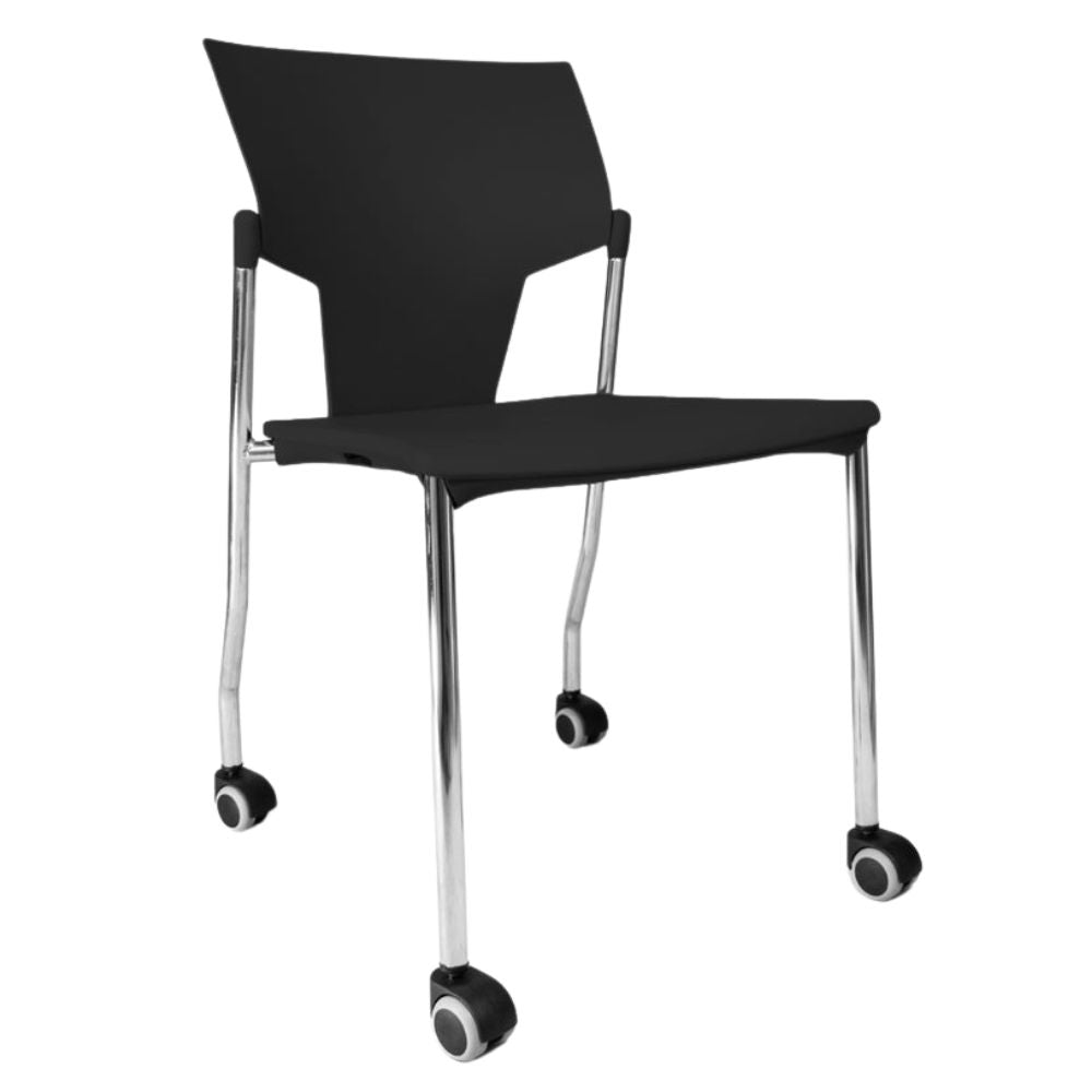 SILLA INFINITI AKTIVA CON RODAJAS | Silla con Rodajas para Sala Juntas Consutorio | Polipropileno | Interior - 102-06200-NGO - Infiniti - NOGAL BEAT - Sillas