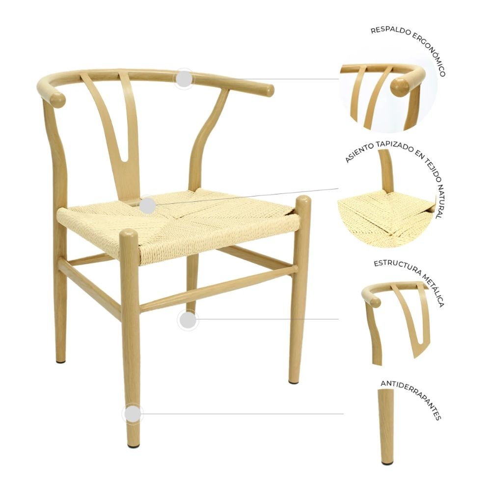 SILLA KINGSTRONG MICERINO METAL MOB - 431 | Silla Ocasional | Estructura Metal | Cuerda | Interior - SILL0904600 - Mundo In - NOGAL BEAT -