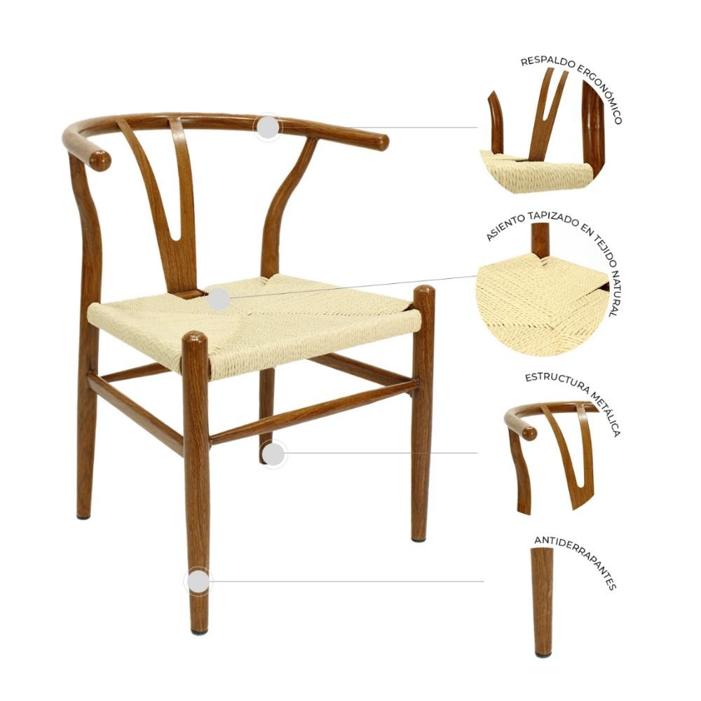SILLA KINGSTRONG MICERINO METAL MOB - 431 | Silla Ocasional | Estructura Metal | Cuerda | Interior - SILL0904600 - Mundo In - NOGAL BEAT -