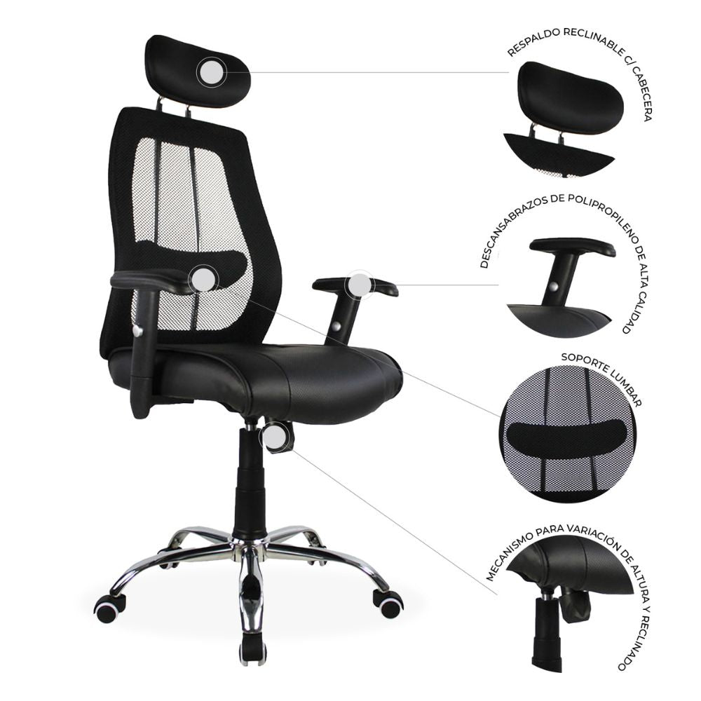 SILLA KINGSTRONG MOB - AF811 GIRONA SILL0903520 | Silla Ejecutiva Uso de Oficina | Base Estrella Giratoria | Tapizado Tela | Interior - SILL0903520 - Mundo In - NOGAL BEAT - Sillas de oficina