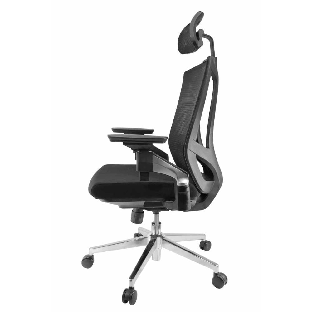 SILLA NOGAL BEAT E-11751 | Silla Gerencial | Asiento Poliuretano | Respaldo Cabecera Polipropileno | Descansabrazos | Base Metal | Tapiz Malla | Tela | Interior - E-11751 - GERSA - NOGAL BEAT - Sillas para oficina