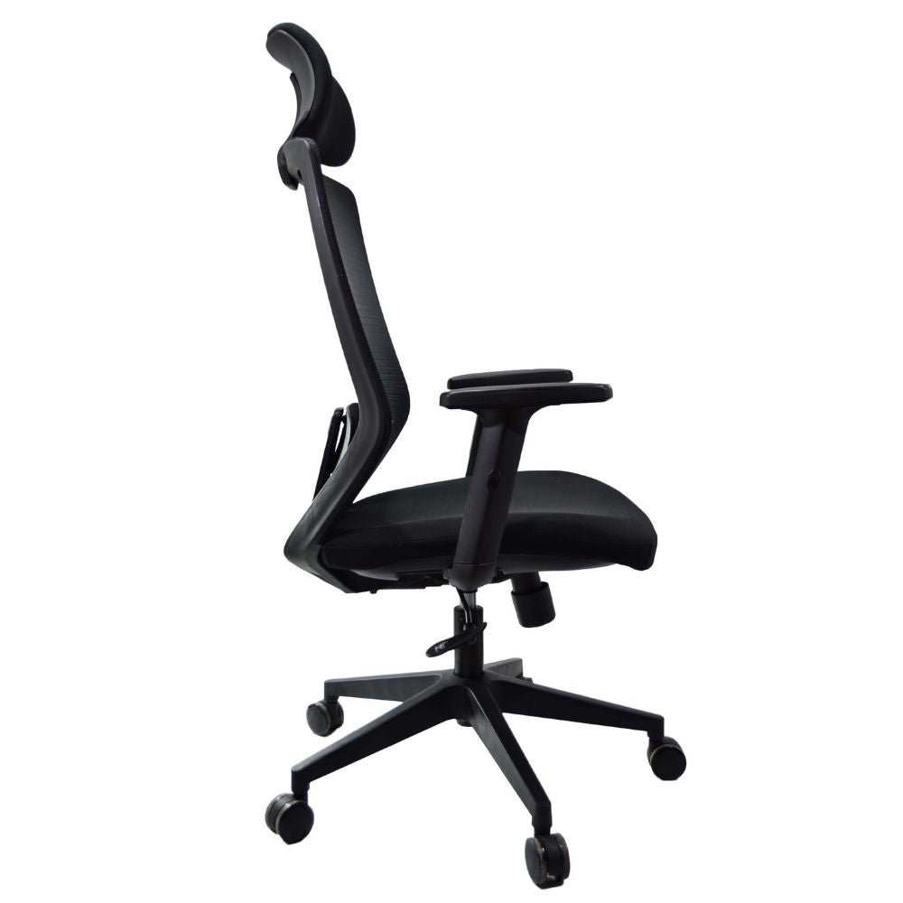 SILLA NOGAL BEAT E-20651N | Silla Gerencial | Respaldo Polipropileno | Descansabrazos Ajustable | Base Nylon | Tapiz Malla | Asiento Cabecera Tela | Cabecera Ajustable | Interior - E-20651N - GERSA - NOGAL BEAT - Sillas para oficina