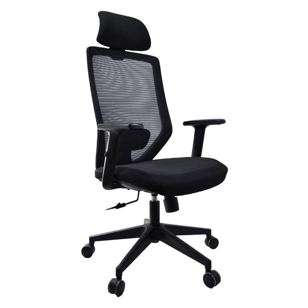 SILLA NOGAL BEAT E-20651N | Silla Gerencial | Respaldo Polipropileno | Descansabrazos Ajustable | Base Nylon | Tapiz Malla | Asiento Cabecera Tela | Cabecera Ajustable | Interior - E-20651N - GERSA - NOGAL BEAT - Sillas para oficina
