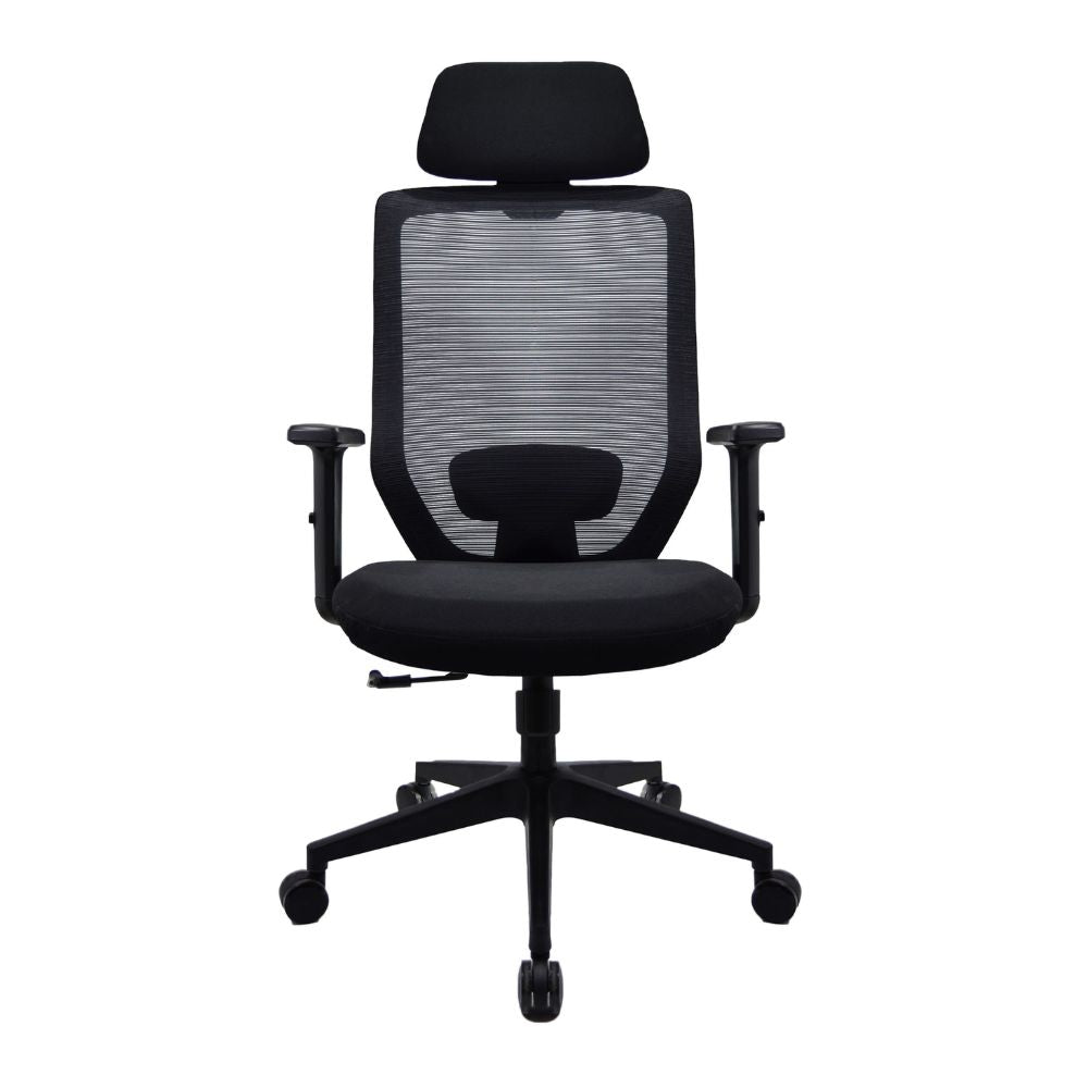 SILLA NOGAL BEAT E-20651N | Silla Gerencial | Respaldo Polipropileno | Descansabrazos Ajustable | Base Nylon | Tapiz Malla | Asiento Cabecera Tela | Cabecera Ajustable | Interior - E-20651N - GERSA - NOGAL BEAT - Sillas para oficina