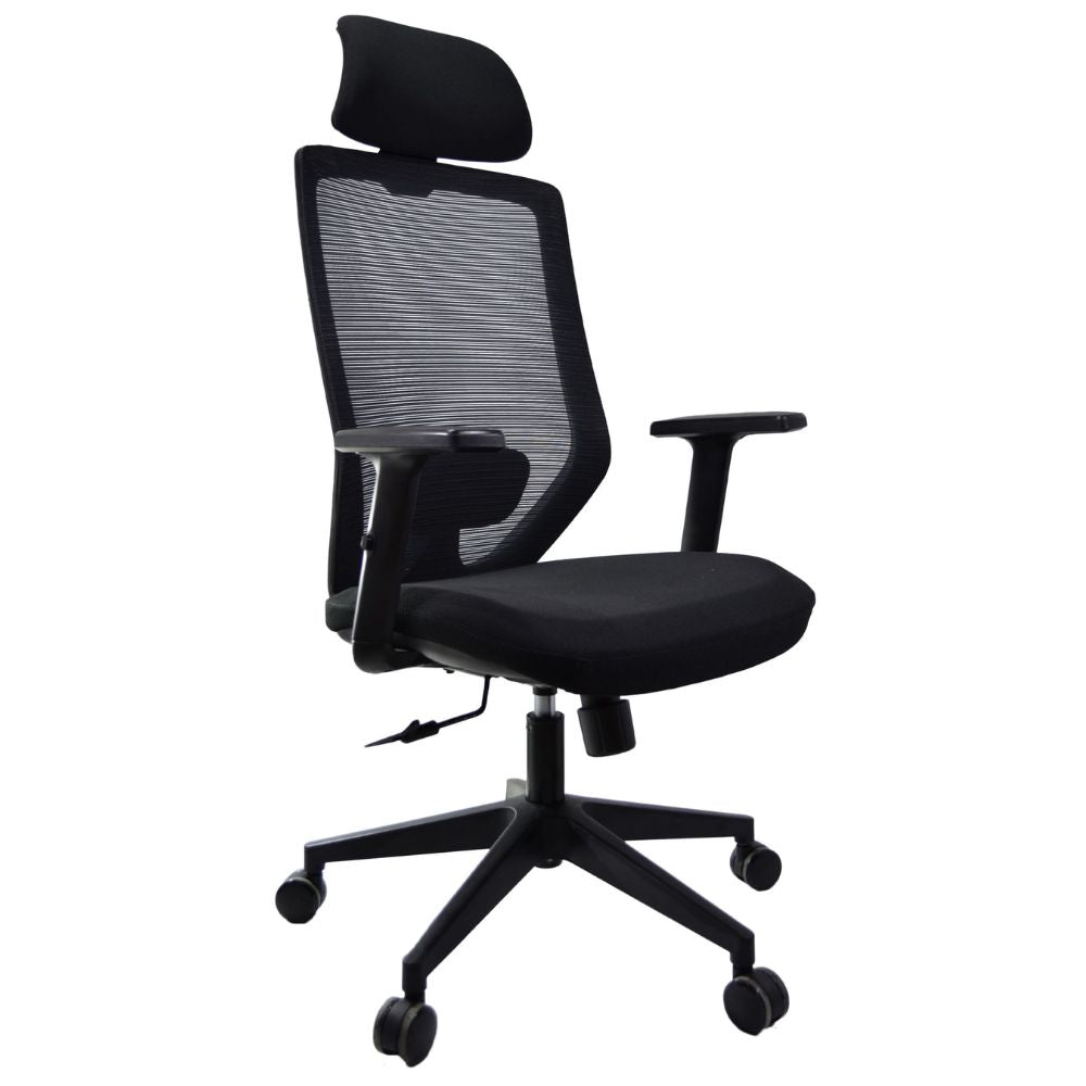 SILLA NOGAL BEAT E-20651N | Silla Gerencial | Respaldo Polipropileno | Descansabrazos Ajustable | Base Nylon | Tapiz Malla | Asiento Cabecera Tela | Cabecera Ajustable | Interior - E-20651N - GERSA - NOGAL BEAT - Sillas para oficina