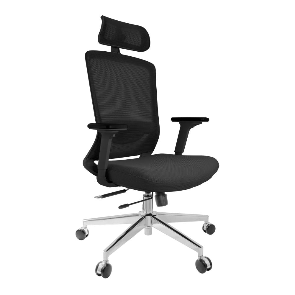 SILLA NOGAL BEAT E-20801N | Silla Gerencial | Base Metálica | Asiento Poliuretano | Descansabrazos Ajustable | Soporte Lumbar Acojinado Ajustable | Cabecera Ajustable | Negro | Interior - E-20801N - GERSA - NOGAL BEAT - Sillas para oficina