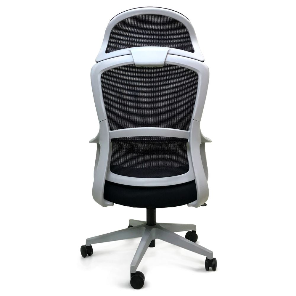 SILLA NOGAL BEAT ESLOVAQUIA GRIS | Silla Ejecutiva con Cabecera | Base Nylon Rodajas | Respaldo Cabecera Polipropileno Tapizado | Asiento Tapizado | Brazos | Gris | Interior - ESLOVAQUIA GRIS - MOBILIARIO EN MOVIMIENTO - NOGAL BEAT - Sillas para oficina