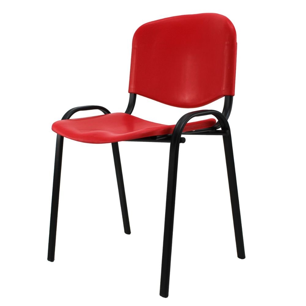 SILLA NOGAL BEAT ISO NOVA SILL0420304 | Silla para Visita Oficina Sala de Espera | Base 4 Puntas Metal | Plastificada | Interior - SILL0420304 - Mundo In - NOGAL BEAT - Sillas