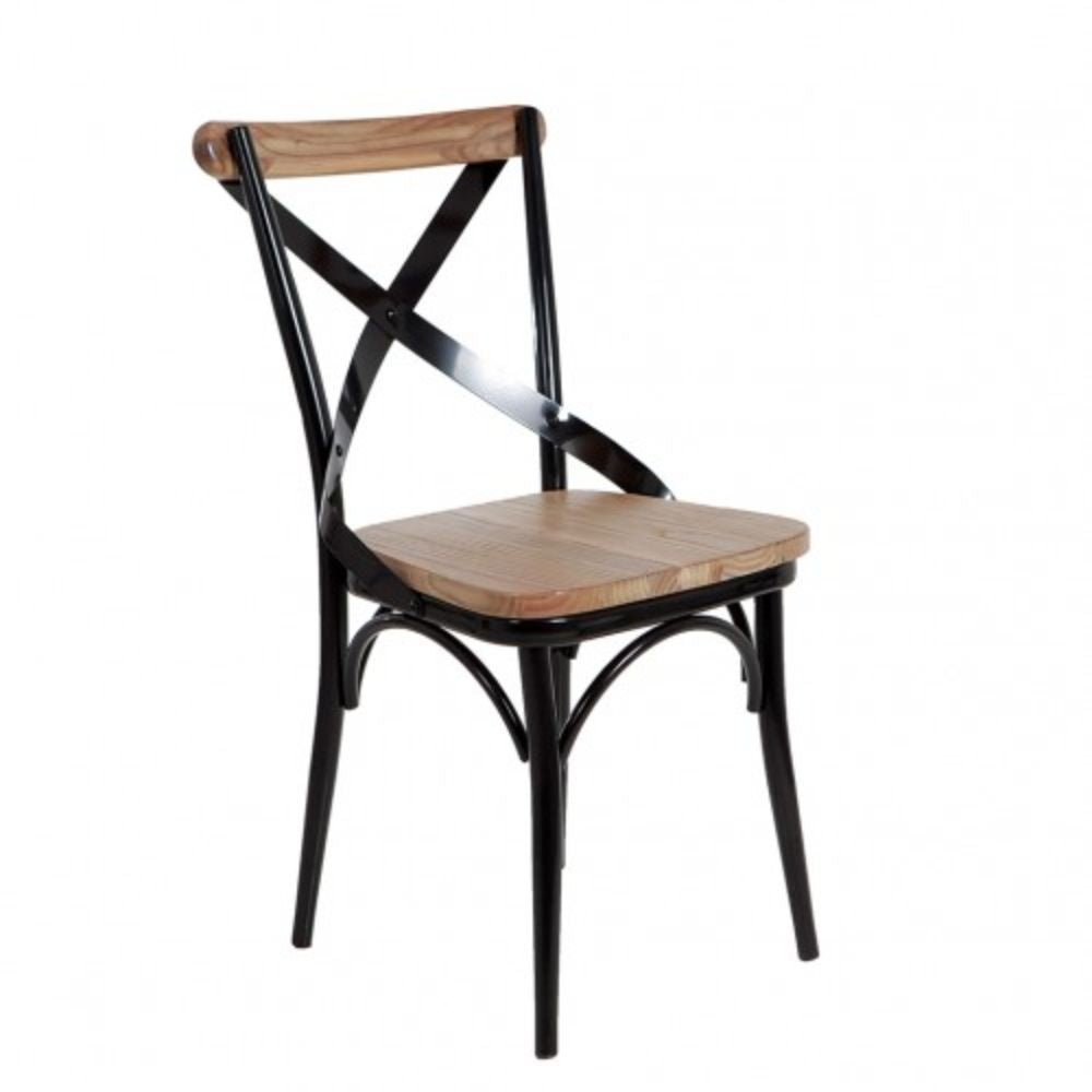 SILLA NOGAL BEAT ITALIAN | Silla Ocasional Decorativa | Base 4 Puntas Metal Negro | Natural | Madera | Interior - ITALIAN - MDO - NOGAL BEAT - SIlla