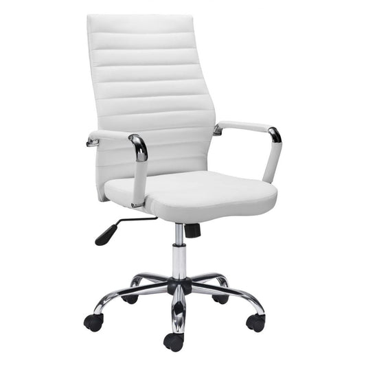 SILLA NOGAL BEAT PRIMERO | Silla de Oficina Moderna Ejecutiva | Base Estrella con Rodajas | Blanco | Polipiel 100% Poliuretano | Interior - 101822 - Zuo - NOGAL BEAT -