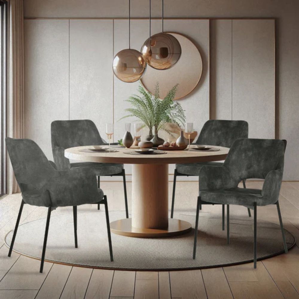 SILLA NOGAL BEAT SILL0904840 3038 SHCOLA | Silla de Comedor | Patas Revestidas Negro Mate | 4 Puntas | Tapizado | Interior - SILL0904840 - Mundo In - NOGAL BEAT - Sillas