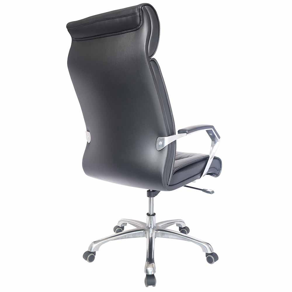 Silla directiva OFFIHO Ciani OHE-305 negra con respaldo alto tapizado y brazos de aluminio pulido
