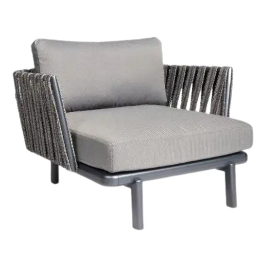 Sillón para Sala de Estar de 1 Plazas - RESOL ANTHEA EASY CHAIR - Varios Colores - Respaldo Cinta Pasamanería Trenzada y Estructura Aluminio Sofás Sofá Sillones Sillón Diseño Ergonómico Oficinas Corporativas Restaurantes Hoteles Cafeterías Tiendas y Boutiques Salas de Espera Compatibilidad con el Espacio Comodidad Salas de Reuniones Centros de Atención al Cliente Salas de Exposiciones y Eventos Estaciones de Trabajo en Tiendas Minoristas Mobiliario Comercial Muebles Contract Sofás para Eventos Sillones Eleg
