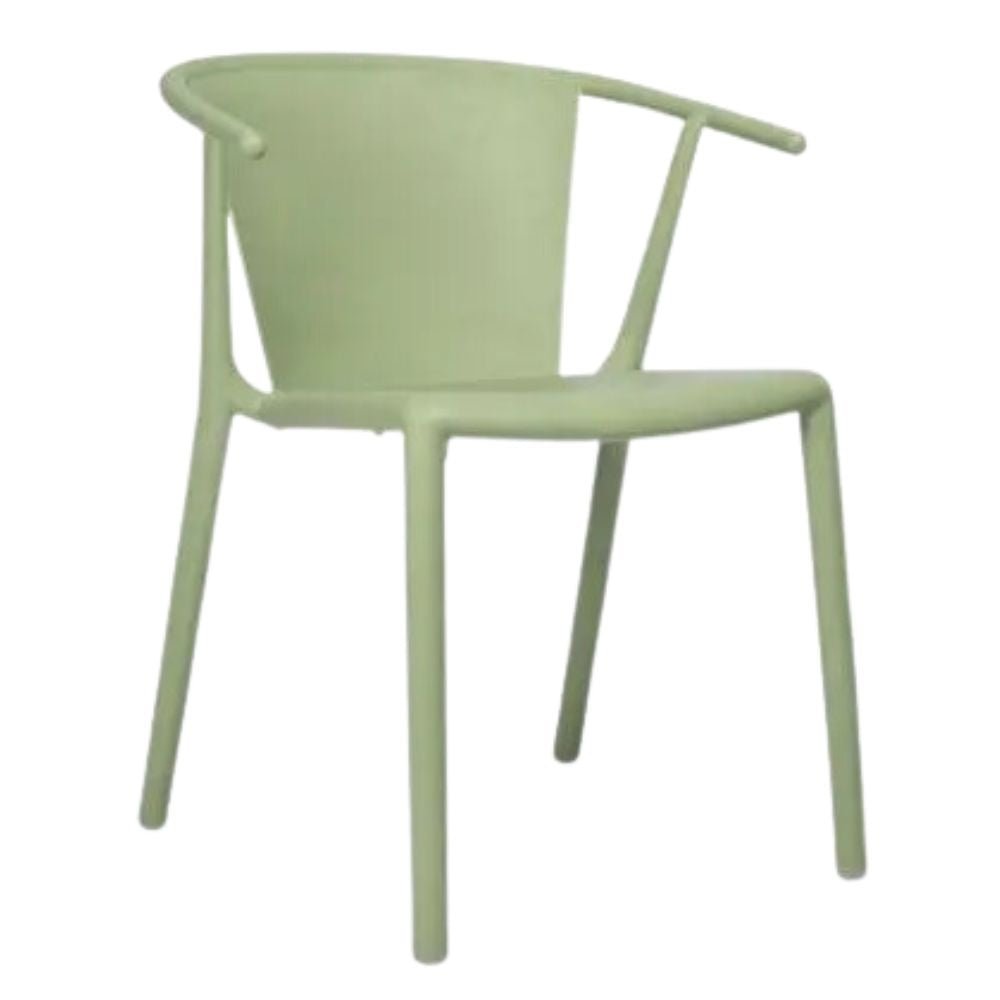 SILLA RESOL STEELY GREEN EDITION | Silla Ocasional | Fibra Vidrio | Polipropileno | Reciclada | Apilable | Protección UV | Brazos | Interior + Exterior - 05506 - Resol - NOGAL BEAT - Sillas