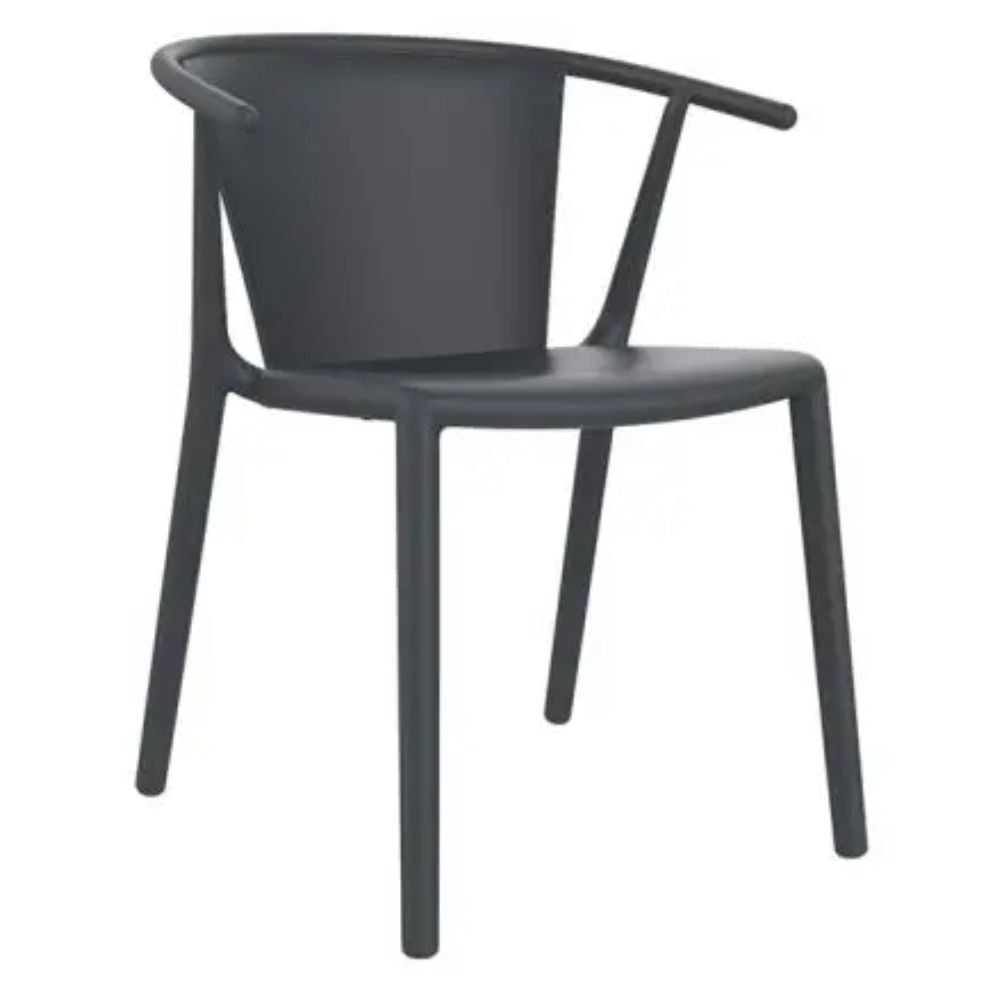 SILLA RESOL STEELY | Silla Ocasional | Fibra Vidrio | Polipropileno | Apilable | Protección UV | Brazos | Interior + Exterior - 04024 - Resol - NOGAL BEAT - Sillas