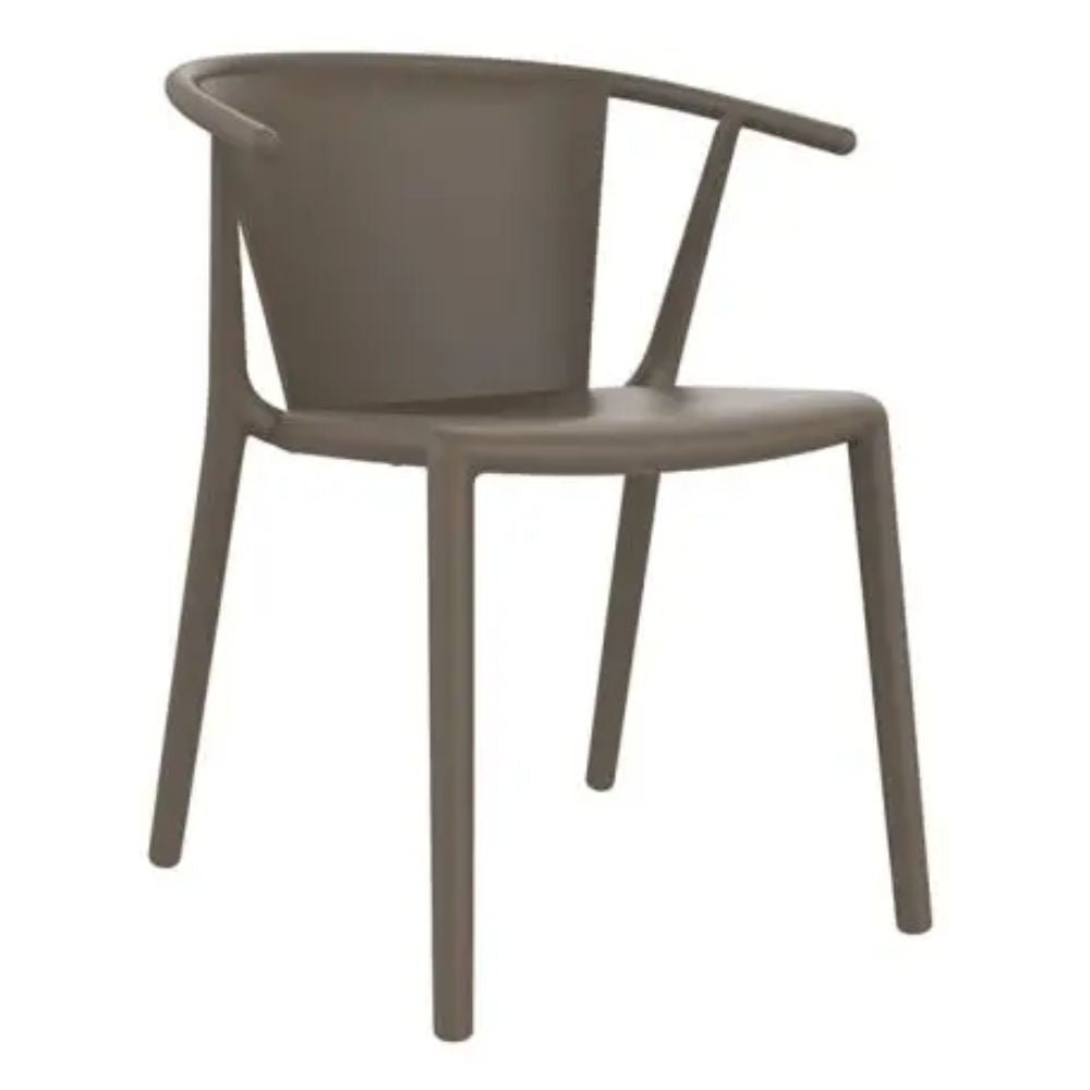 SILLA RESOL STEELY | Silla Ocasional | Fibra Vidrio | Polipropileno | Apilable | Protección UV | Brazos | Interior + Exterior - 04027 - Resol - NOGAL BEAT - Sillas