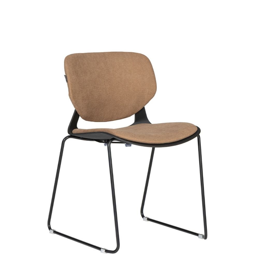 SILLA TECHNO VELA TRINEO | Silla Visita Espera Perfecta Comodidad Modernidad | Tapizado | Varios Colores | Base Metal | Interior - VELA TRINEO Asiento y respaldo tapizado Addison - Techno - NOGAL BEAT -