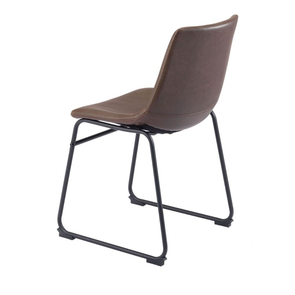 SILLA ZUO VINTAGE ESPRESSO | Silla para Comedor | Base Trineo Acero Negro | Marrón | Piel Sintética 100% Poliuretano | Interior - 100505 - Zuo - NOGAL BEAT - Sillas