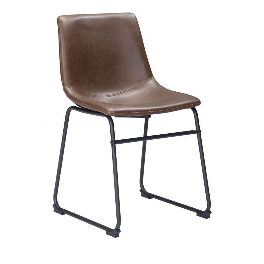 SILLA ZUO VINTAGE ESPRESSO | Silla para Comedor | Base Trineo Acero Negro | Marrón | Piel Sintética 100% Poliuretano | Interior - 100505 - Zuo - NOGAL BEAT - Sillas