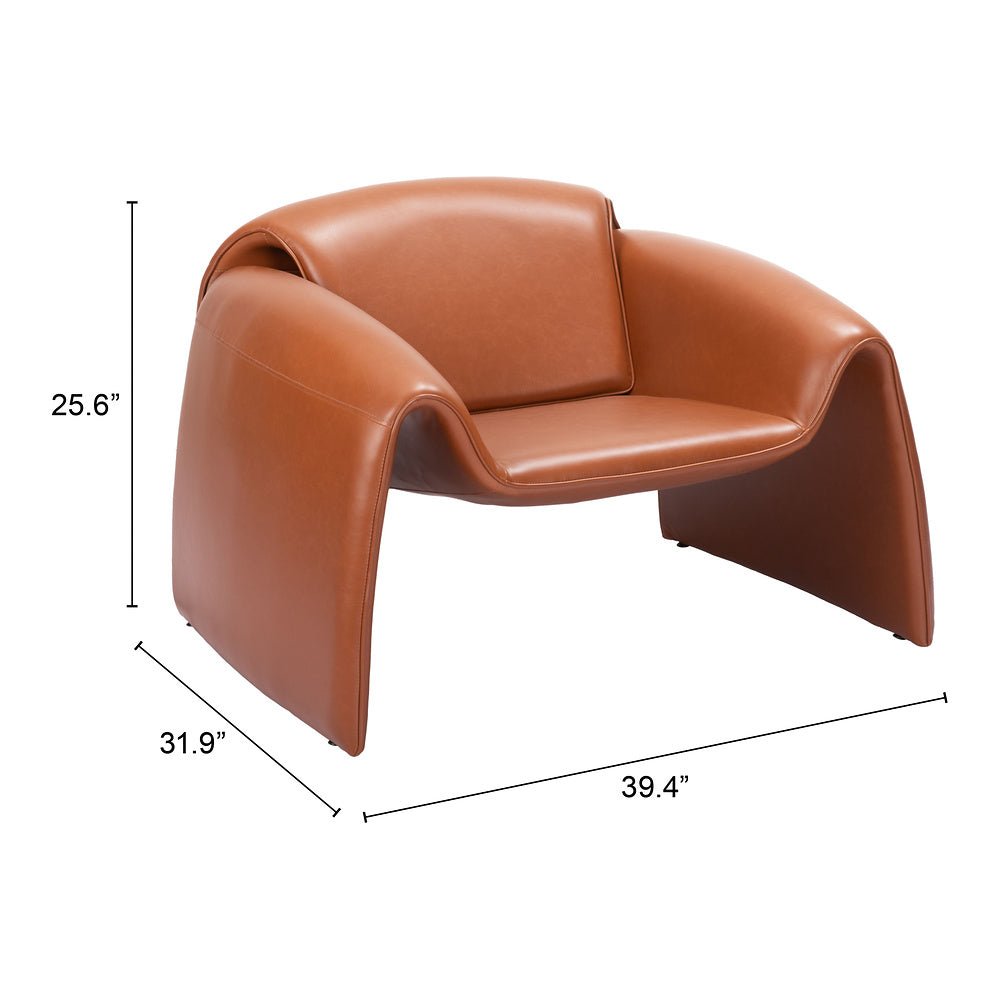 Sillón Ocasional para Área de Descanso - ZUO HORTEN - Café - Asiento y Respaldo Tapizados en Piel Sintética - 110025 - Zuo - NOGAL BEAT - Sillón Ocasional