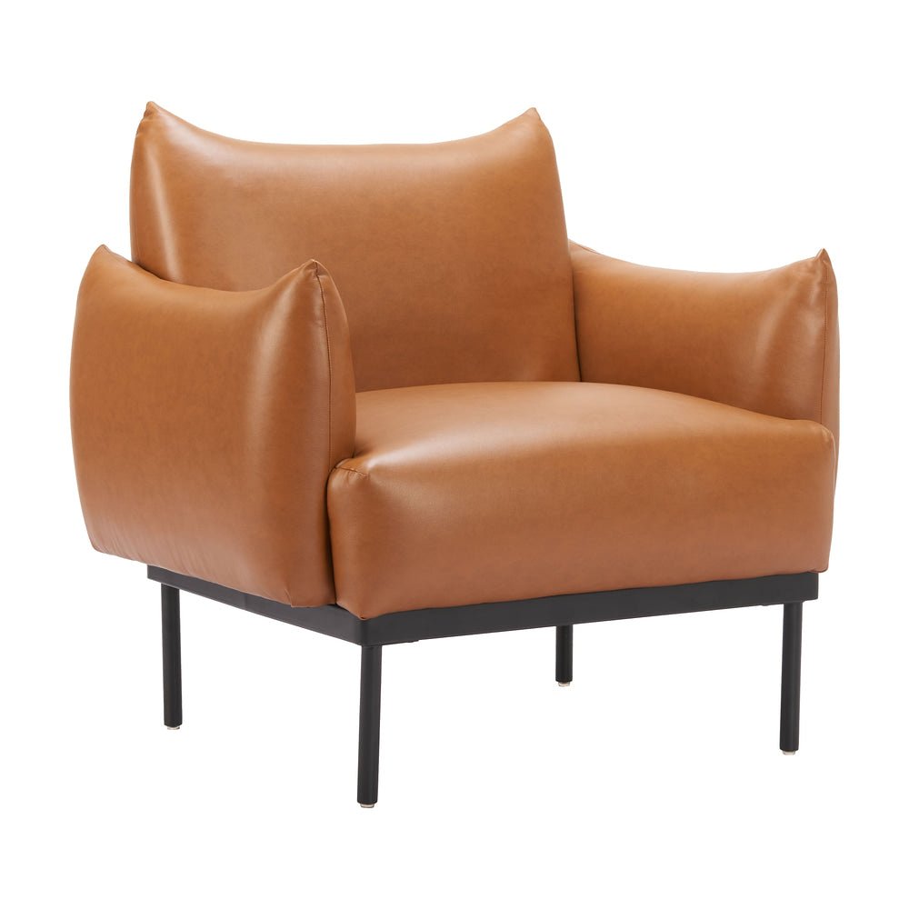 Sillón Ocasional para Recepción - ZUO SEKIL - Café - Asiento y Respaldo Tapizados en Piel Sintética - 110475 - Zuo - NOGAL BEAT - Sillón Ocasional