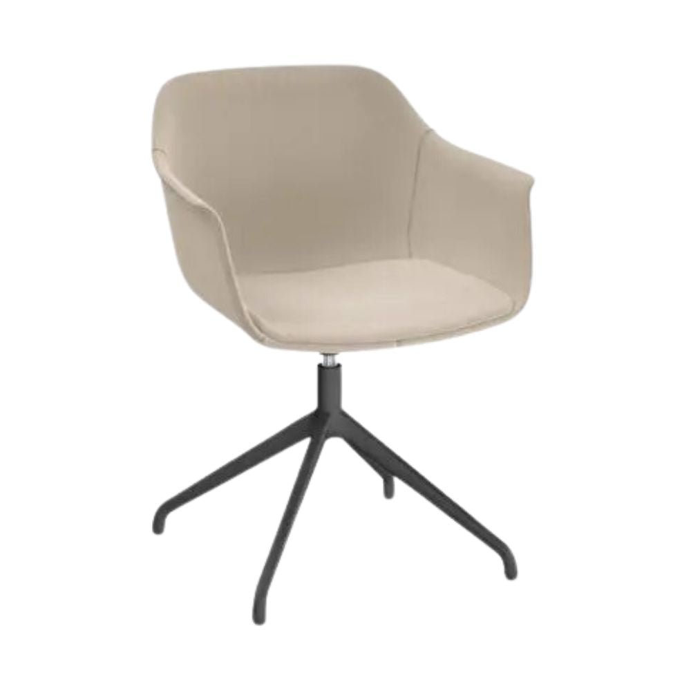 SILLÓN RESOL SHAPE GIRATORIA FULLY UPHOLSTERED | Sillón Ocasional para Sala de Espera | Inyección en Polipropileno Fibra de Vidrio | Estructura Aluminio Pintado | Interior - 85924 + 61149 - Resol - NOGAL BEAT - Sillon