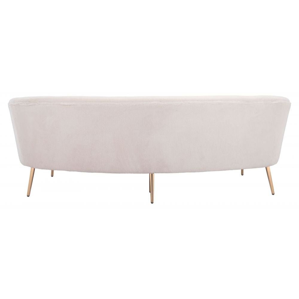 SOFÁ NOGAL BEAT LUNA | Sofá para Sala de Estar | 77 cm | Estructura Base Acero Oro | Beige | Tela Estilo Boucle 100% Poliéster Madera Contrachapada | Interior - 101850 - Zuo - NOGAL BEAT - Sillon