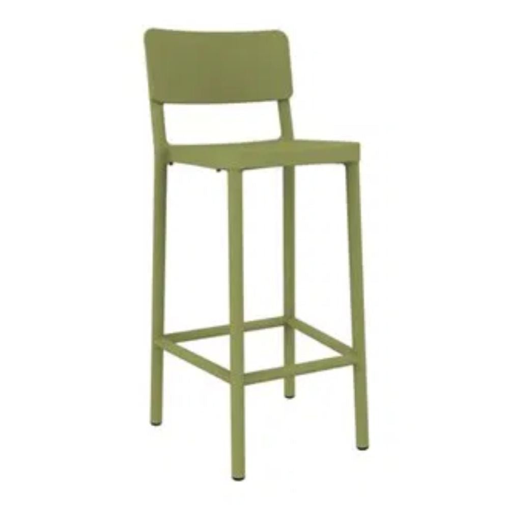 TABURETE RESOL LISBOA ALTO | Taburete Ocasional para Bar | 77 cm | Inyectado Fibra Vidrio con PP | Protección UV | Interior + Exterior - 03899 - Resol - NOGAL BEAT - Taburete